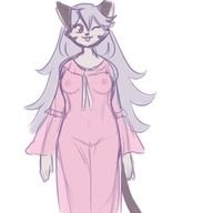 1girl breasts colored furry grey_hair long_hair nipples opera_kranz pussy red_eyes see-through solatorobo tail // 1600x1600 // 634KB