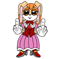 1girl artist:bonitanon middle_finger parody pop_team_epic sonic_(series) vanilla_the_rabbit // 1150x1150 // 57KB