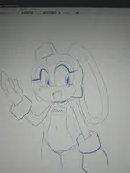 1girl artist:unknown blush cream_the_rabbit happy loli monochrome photo sketch smile smiling sonic_(series) swimsuit // 3456x4608 // 2.0MB