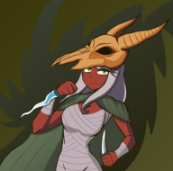 1girl artist:unknown bandages breasts clothing colored dark_skin green_eyes grey_hair huge_breasts knife looking_at_viewer mask silent skull slay_the_spire the_silent weapon // 1900x1879 // 846KB