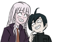 1boy 1girl ahoge braid colored danganronpa danganronpa_v3 kyoko_kirigiri laughing laughing_girls long_hair meme parody shuichi_saihara // 531x379 // 150KB