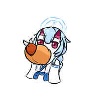 1girl artist:waitingforgames blue_archive chibi colored eating food funny hot_dog waraku_chise // 400x400 // 8.7KB