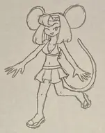 1girl animal_ears artist:unknown bikini brave_fencer_musashi monochrome rat_girl sandals tail topo traditional_medium // 1160x1473 // 369KB