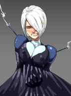 angel artist:necrolepsy blush bodysuit cleavage colored g_gundam gundam huge_breasts nipples parody the_king_of_fighters // 631x846 // 256KB