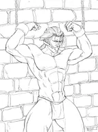 abs artist:tetsujinforce ball_gag bulge dragon's_dogma julien lineart loincloth muscles tied_up // 1430x1921 // 815KB