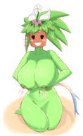 1girl artist:crabgrass blaster_master_zero flower huge_breasts kanna lactation nipples panties plant_girl pot pussy // 1185x1925 // 822KB
