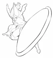 1girl armor captain_america crossover female marvel monochrome parody shield shield_knight shovel_knight_(series) throwing // 703x764 // 46KB