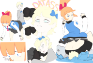 2girls artist:i.n. ass bent_over blonde_hair blue_eyes blush bow cameltoe colored facesitting hugging kyoko_(river_city_girls) mami_(river_city_girls) orange_hair panties ponytail river_city_girls short_hair text // 2595x1738 // 2.1MB