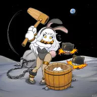 abyssal artist:bishopbb bunny_suit chain colored hoppou kantai_collection mochi parody space // 1280x1280 // 576KB