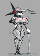 1girl anger_mark angry artist:doodlewill breasts hand_on_hip huge_breasts nintendo nintendo_ninja pants super_mario_vorld sword text thick_thighs thin_waist tight_clothes // 733x1017 // 158KB