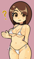 1girl ? artist:2x bikini blush breasts cameltoe colored looking_at_viewer mii nipples question_mark sweat // 628x1080 // 244KB