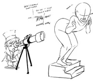 1girl a_hat_in_time anon bent_over cape dialogue hat hat_kid laughing nude telescope text top_hat zipper // 1228x1068 // 300KB