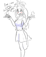 1girl apron artist:friendo blush chrono_trigger naked_apron queen_zeal sideboob text // 807x1000 // 133KB