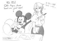 1boy 1girl aqua artist:nubiananan disney kingdom_hearts mickey_mouse office_attire text // 1256x918 // 308KB