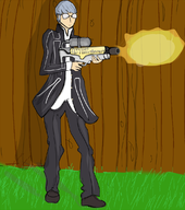 1boy colored flamethrower parody persona_(series) persona_4 shin_megami_tensei text yu_narukami // 992x1121 // 458KB
