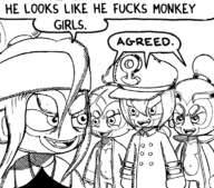 4girls admiral_brickell artist:unknown bloons bloons_td_6 lineart meme monkey monochrome parody she_looks_like_she_fucks_human_men sketch tagme text // 1140x1001 // 586KB