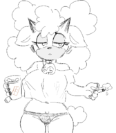 1girl anthro artist:2x breasts cigarette cup lanolin_the_sheep panties sheep shirt sketch sonic_(series) // 597x683 // 23KB