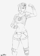 1girl flexing loosum_hagar midriff rage sirpetus sketch wink // 1703x2347 // 582KB