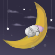 artist:mindream6 baby_cat battle_cats colored moon sleep // 1000x1000 // 306KB