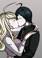 1boy 1girl ahoge colored danganronpa danganronpa_v3_killing_harmony eyes_closed kaede_akamatsu kiss long_hair shuichi_saihara // 614x843 // 437KB