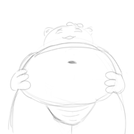 1girl 4chan artist:skoot belly bow cat cat_girl fat hands_on_tummy looking_at_viewer looking_down low_angle meta monochrome moot navel not_vidya panties shimapan sketch thick_thighs tummy // 2000x2000 // 524KB