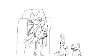 artist:laweaacosadora grimm hollow_knight hornet mspaint nightmare_king_grimm quirrel sitting the_knight zote_the_mighty // 712x432 // 16KB