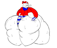 1girl artist:onoff ass bikini breasts colored fat hands_on_ass huge_ass huge_breasts looking_back may obese pokemon queen_of_v queen_of_v_2025 sketch sweat sweating text // 1800x1500 // 69KB