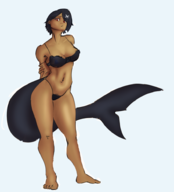 artist:unknown black_hair dark_skin ellen_joe tail underwear zenless_zone_zero // 846x936 // 302KB