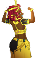 1girl artist:jonkku flexing riju tears_of_the_kingdom the_legend_of_zelda // 900x1350 // 480KB