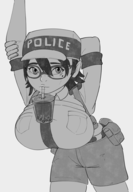 1girl artist:unknown astral_chain breasts drink glasses huge_breasts marie_wentz police_uniform uniform // 679x981 // 271KB