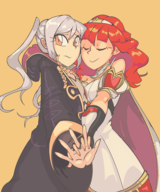 2girls artist:davewaterfalls celica fire_emblem fire_emblem_awakening fire_emblem_echoes_shadows_of_valentia robin // 1600x1920 // 1.4MB