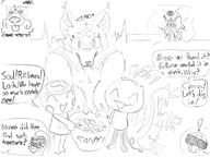 2boys 4girls artist:unknown cute dandy's_world eclipse eyelashes face gourdy halloween monochrome ribecca sharp_teeth sketch soulvester teeth tongue tongue_out toodles trick_or_treat werewolf yatta // 1024x768 // 366KB