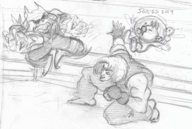 3boys artist:babazul boxing_ring crossover eyepatch gloves ken olimar pikmin sharp_teeth star_fox street_fighter super_smash_bros super_smash_bros._ultimate traditional_medium winged_pikmin wings wolf_o'donnell // 1457x977 // 1.6MB