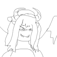 1girl airy artist:laweaacosadora bravely_default hat horns krampus long_hair mspaint santa_hat sharp_teeth wings // 439x434 // 11KB