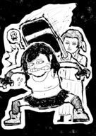 2girls aerith_gainsborough artist:unknown chair final_fantasy final_fantasy_vii hitting monochrome tifa_lockhart // 2480x3508 // 1.4MB