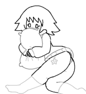 1girl artist:2x ass blush looking_at_viewer not_vidya panties pillow sketch socks star sweater // 452x493 // 11KB