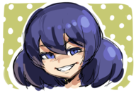 1girl artist:borvar blue_eyes blue_hair dark_skin grin pokemon pokemon_xy sina // 961x661 // 392KB