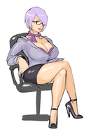 artist:combos_n_doodles cleavage colored glasses huge_breasts isabella_valentine ivy office_lady soul_(series) soulcalibur // 1202x1778 // 779KB