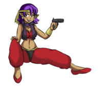 1girl artist:goseb90 gun looking_at_viewer medium_breasts shantae shantae_(series) // 459x417 // 89KB