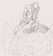 1boy 1girl armor artist:anonx breasts chaos_witch_quelaag chosen_undead dark_souls fellatio monster_girl nipples nude sex spider topless // 1945x2038 // 1.1MB