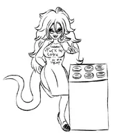 artist:goseb90 dragonball_fighterz lineart majin_21 monochrome // 753x858 // 192KB