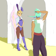 1boy 1girl artist:unknown breath_of_fire bunny_suit nina ryu // 1000x1000 // 787KB