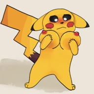 1girl areolae artist:unknown blush breast_grab breasts colored grabbing_own_breasts huge_breasts nipples pikachu pokemon tail worried // 1360x1366 // 380KB