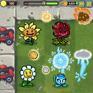 4girls artist:runebrave coin edit electric_blueberry eyelashes lawnmower marigold meteor_flower plant plants_vs._zombies primal_sunflower user_interface // 1280x1280 // 615KB
