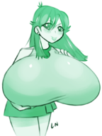 artist:lilithn gigantic_breasts green huge_breasts pokemon // 785x1047 // 577KB