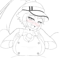 1boy 1girl aeshleigh clothed_paizuri cum facial fang hat i_love_you_colonel_sanders!_a_finger_lickin'_good_dating_simulator paizuri penis ponytail pov santystuff // 1100x1100 // 242KB