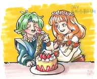 1boy 1girl alm artist:clm cake celica eating fire_emblem fire_emblem_echoes_shadows_of_valentia // 800x649 // 166KB