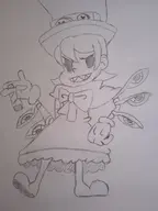 1girl artist:unknown cigar hat holding_object looking_at_viewer monochrome peacock shark_teeth sketch skullgirls smile smiling teeth // 3120x4160 // 2.4MB