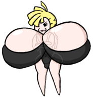 1girl artist:bonitanon bonita_zako genderbend gladion huge_breasts pokemon pokemon_sm rule_63 stretch_panic // 699x731 // 37KB