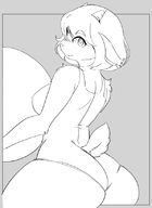 1girl anthro artist:noirchaton4 ass ball beach_ball breasts diana_caproni huge_ass looking_at_viewer looking_back looking_over_shoulder on_your_tail sketch swimsuit // 597x816 // 84KB